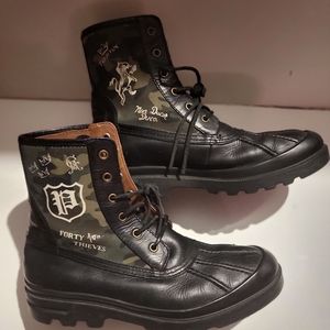 Rare forty theives polo boots black & camo
